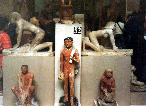 Old Kingdom servant statues. Egyptian Museum, Cairo